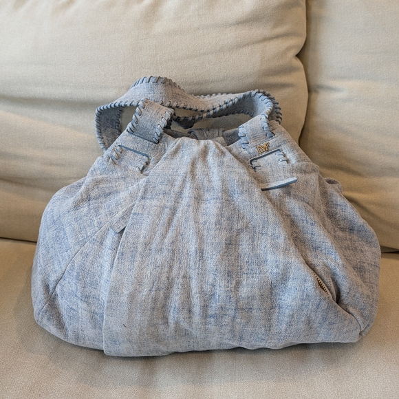 Diane Von Furstenburg Chambray hobo style bag - Picture 2 of 5